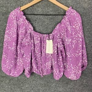 NEW Faithfull The Brand Des Amis Crop Top Floral SIZE‎ 10 Purple